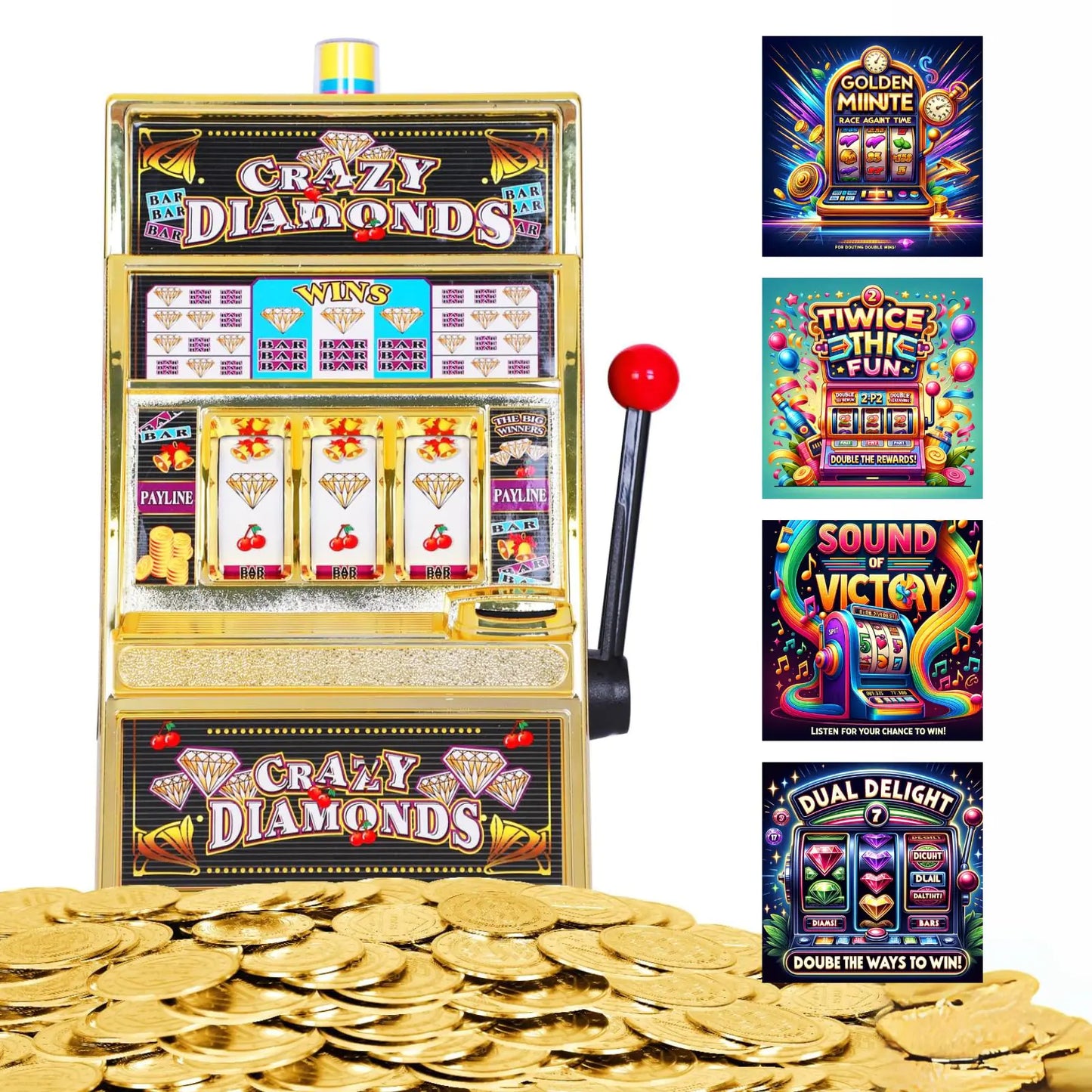 The Fuzzy Friday | Jumbo Slot Machine Plus 50 Metal Gaming Coin Tokens - for Adults and Awesome Casino Party Decoration