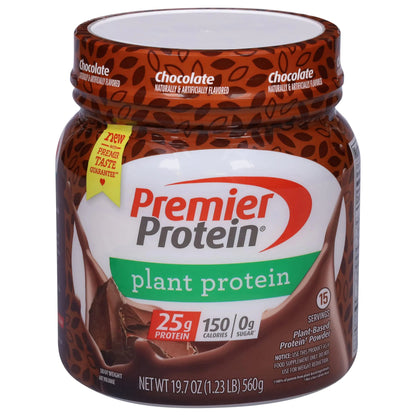 Premier Protein Powder Plant Protein Chocolate 25g Plant-Based Protein 0g Sugar Gluten Free No Soy or Dairy Ingredients 15 Servings