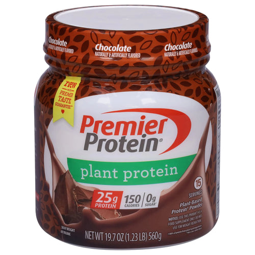 Premier Protein Powder Plant Protein Chocolate 25g Plant-Based Protein 0g Sugar Gluten Free No Soy or Dairy Ingredients 15 Servings