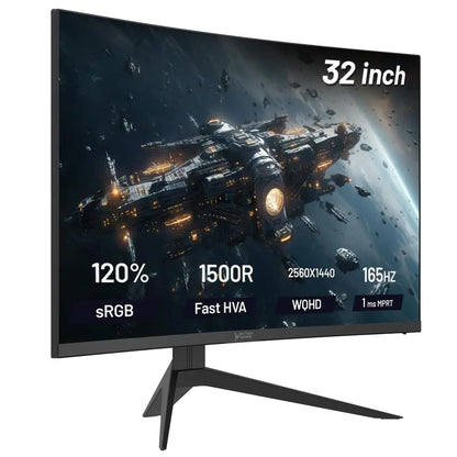 Skytech Gaming 32-inch Curved Gaming Monitor up to 165Hz QHD 2K(2560 x 1440) 2ms Response Time 1500R VA Panel FreeSync & G-Sync Support Swivel Tilt Height Pivot Adjustable HDMI & DisplayPort