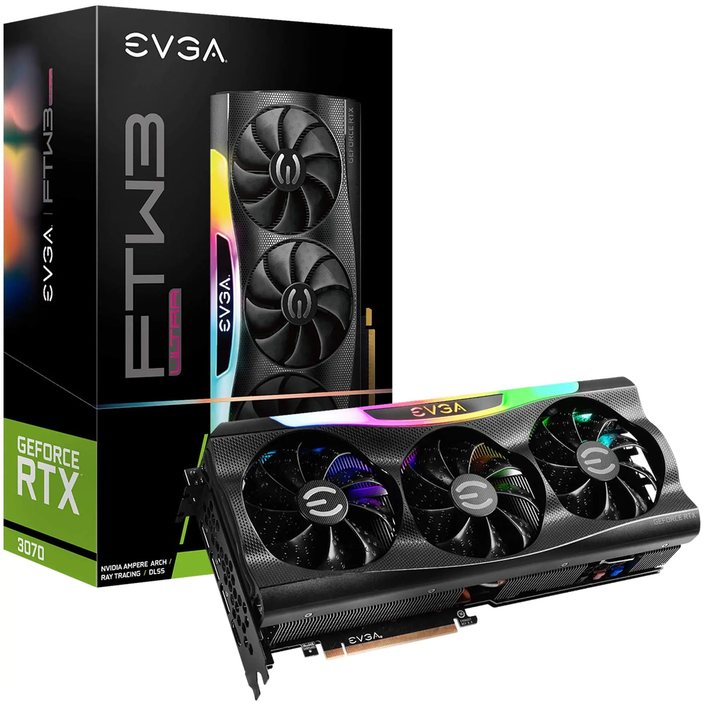EVGA GeForce RTX 3070 FTW3 Ultra Gaming 08G-P5-3767-KL 8GB GDDR6 iCX3 Technology ARGB LED Metal Backplate LHR (Renewed)