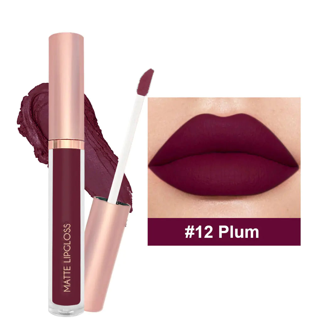 12-Color Matte Lip Gloss in Nude Shades