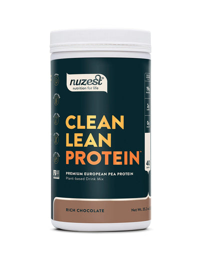 Nuzest - Pea Protein Powder - Clean Lean Protein Premium Vegan Plant Based Protein Powder Dairy Free Gluten Free GMO Free Protein Shake Rich Chocolate 40 Servings 2.2 lb