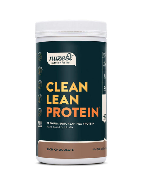 Nuzest - Pea Protein Powder - Clean Lean Protein Premium Vegan Plant Based Protein Powder Dairy Free Gluten Free GMO Free Protein Shake Rich Chocolate 40 Servings 2.2 lb