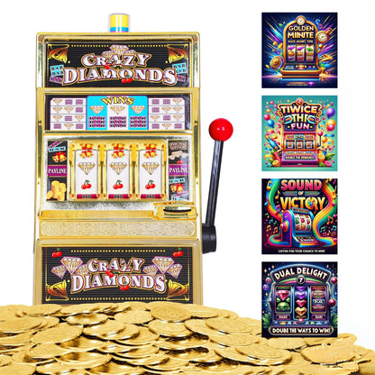The Fuzzy Friday | Jumbo Slot Machine Plus 50 Metal Gaming Coin Tokens - for Adults and Awesome Casino Party Decoration
