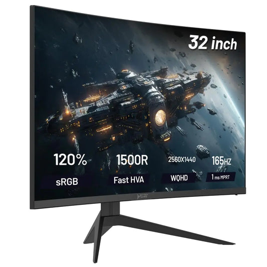 Skytech Gaming 32-inch Curved Gaming Monitor up to 165Hz QHD 2K(2560 x 1440) 2ms Response Time 1500R VA Panel FreeSync & G-Sync Support Swivel Tilt Height Pivot Adjustable HDMI & DisplayPort