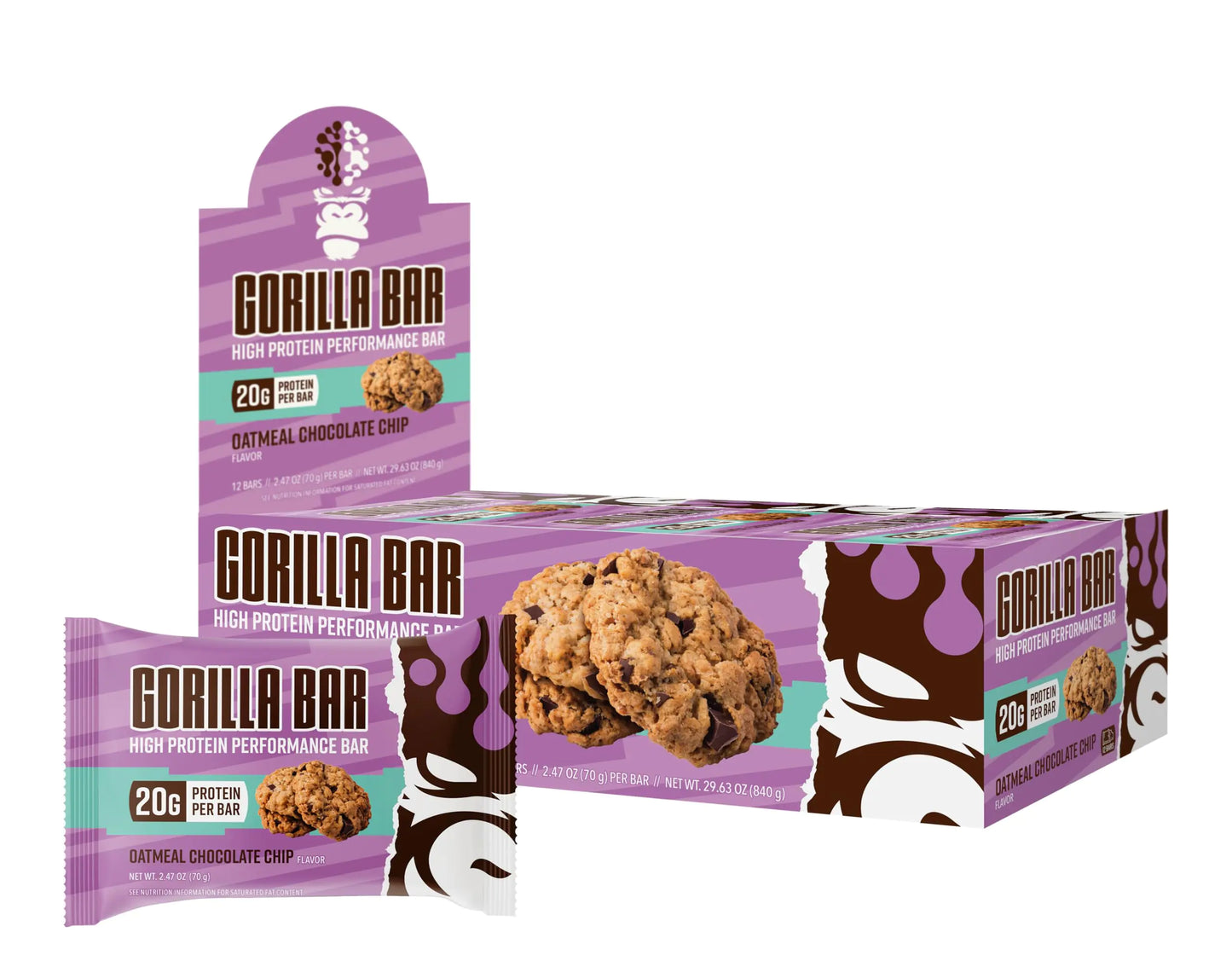 Batoane proteice Gorilla Mind (fulgi de ovăz cu ciocolată) - 20g baton proteic de înaltă performanță/gust și textură incredibile/accent pe izolat proteic din zer