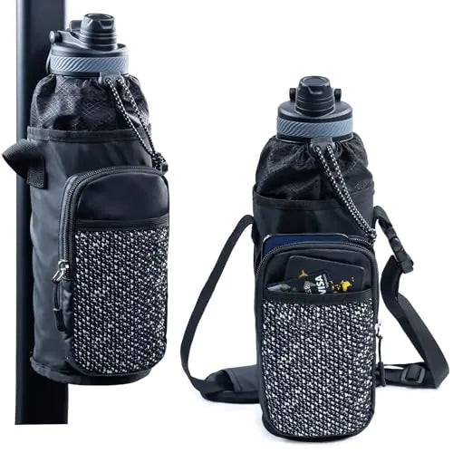 SPORJET Magnetische Sportflaschentasche – Magnetischer Flaschenhalter – Handyhalterung fürs Fitnessstudio – Flaschentasche zum Umhängen – Sporttaschen-Essentials